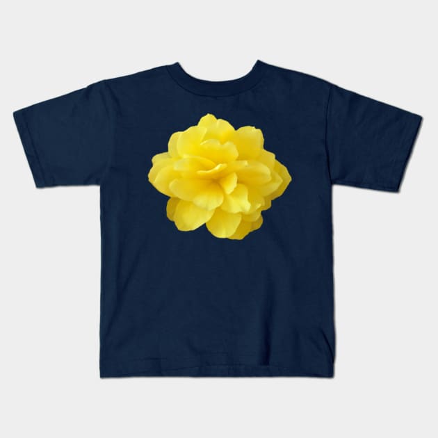 Yellow Double Begonia Flower Close-up Kids T-Shirt by InalterataArt